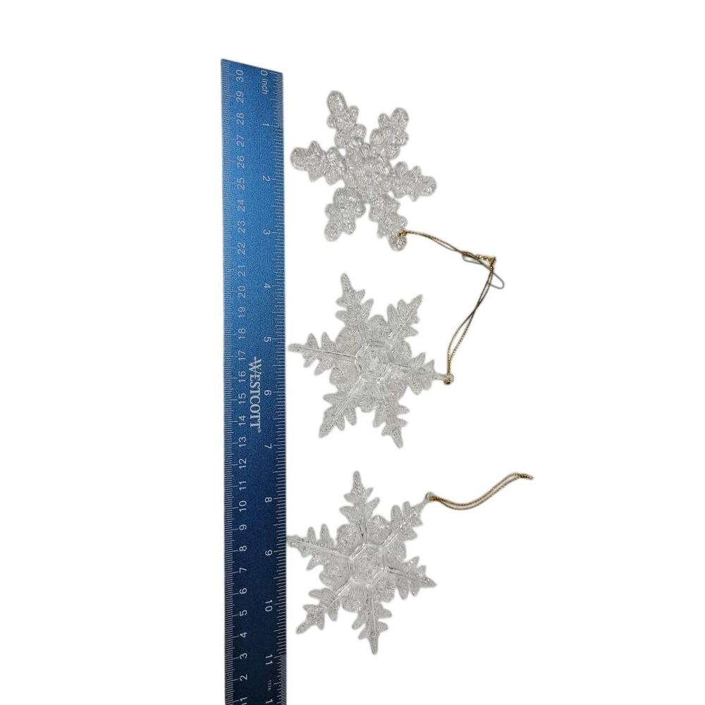 ❄️ Set of 3 Silver Glitter Snowflake Ornaments Sparkle Winter Holiday Tree Decor - Picture 2 of 3